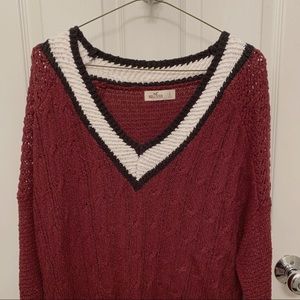 vintage style burgundy varsity sweater